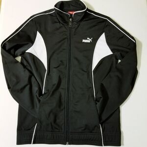 Puma Women's Black White Full Zip Track Jacket Size L Running Jogging Training